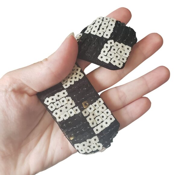 Jean Paul Gaultier x OVS Black White Checker Sequin Tie Neck Top Blouse - Picture 5 of 12